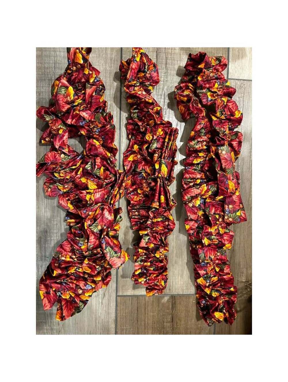 3 Longaberger FALL FOLIAGE XL Basket Garters leaves acorns Autumn fabric